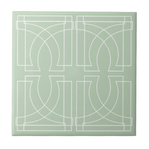 Modern Geometric Mönster Sage Grönt Kakelplatta