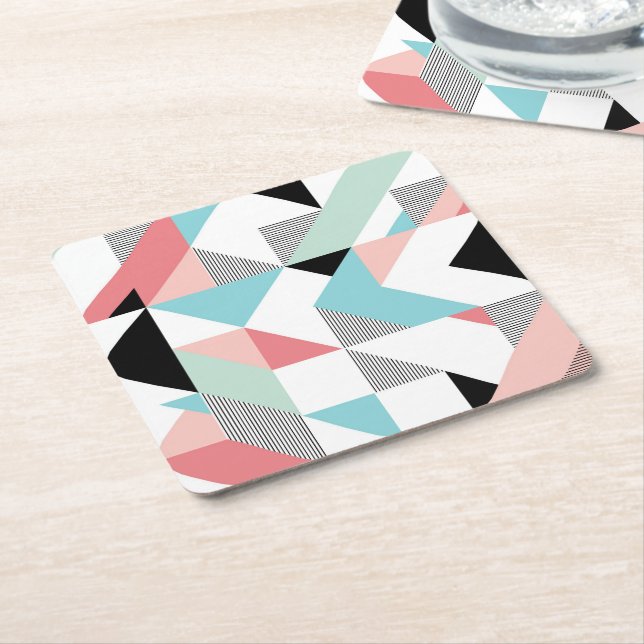 Modern Geometric Mönster Underlägg Papper Kvadrat (Vinklad)
