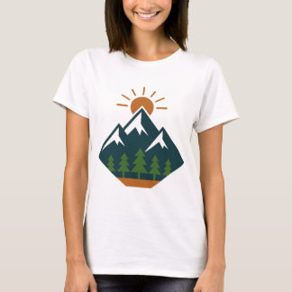 Modern Geometric Mountain Äventyr Nature T-Shirt