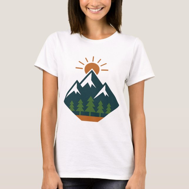 Modern Geometric Mountain Äventyr Nature T-Shirt (Framsida)