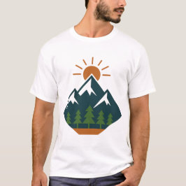 Modern Geometric Mountain Äventyr Nature T-Shirt