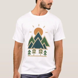 Modern Geometric Mountains Äventyr T-Shirt | Min
