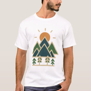 Modern Geometric Mountains Äventyr T-Shirt Min
