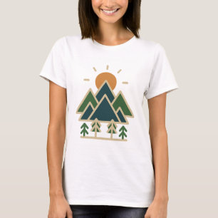 Modern Geometric Mountains Äventyr T-Shirt Min