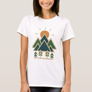 Modern Geometric Mountains Äventyr T-Shirt | Min