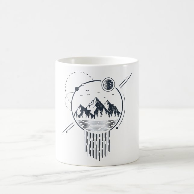 Modern Geometric Nature bergens Waterfall Boho Kaffemugg (Center)