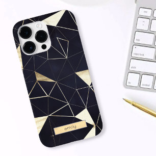 Modern Geometric Navy + Guld iPhone / iPad-väska