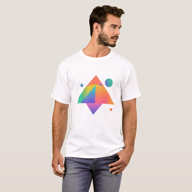 Modern Geometric Neon Shape Mönster T Shirt (Hel framsida)