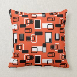 Modern Geometric Orange Black Retro i mitten Kudde