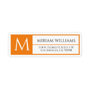Modern Geometric Orange Ram Anpassningsbar Monogra Returadress Etikett