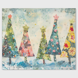 Modern Geometric Patchwork Christmas Tree Presentpapper