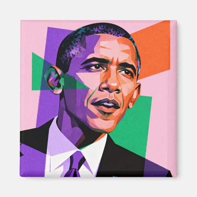 Modern Geometric Portrait of Barack Obama Magnet (Framsidan)