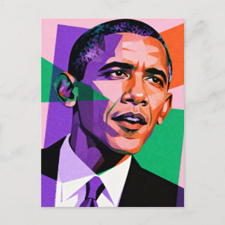 Modern Geometric Portrait of Barack Obama Vykort