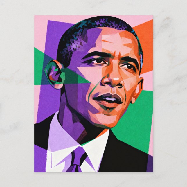 Modern Geometric Portrait of Barack Obama Vykort (Framsida)
