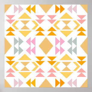 Modern Geometric Quilt Design Mönster i Gult Poster
