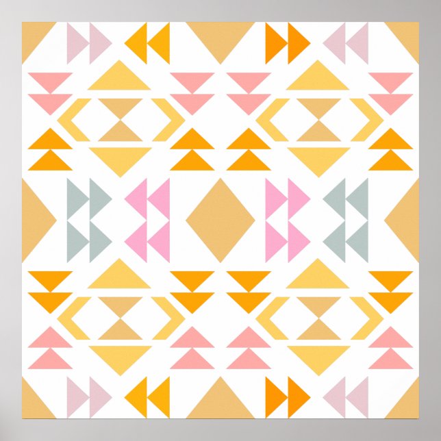 Modern Geometric Quilt Design Mönster i Gult Poster (Framsidan)