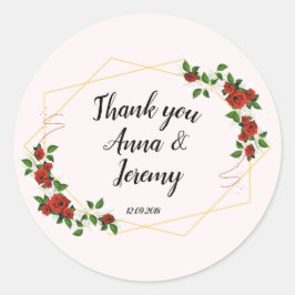 Modern Geometric Red Blommigt-glitter klassisk run Runt Klistermärke