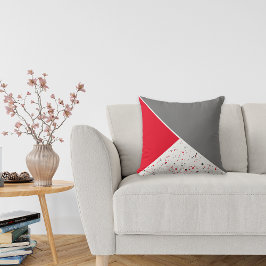 Modern Geometric Red Grått Terrazzo Kudde