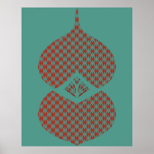 Modern Geometric Red Turcos i mitten av århundrade Poster