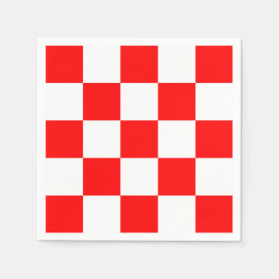Modern Geometric Red White Bold-Checkers Pappersservett