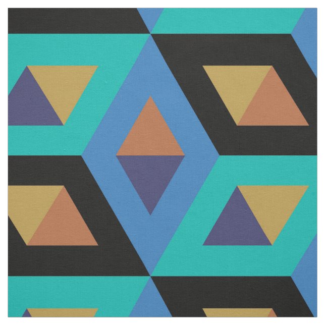 Modern Geometric Retro Hexagons Mönster #3 Tyg (Provkarta)
