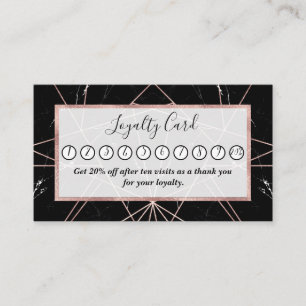 Modern Geometric Ro Guld Marble Triangles Lojalitetskort