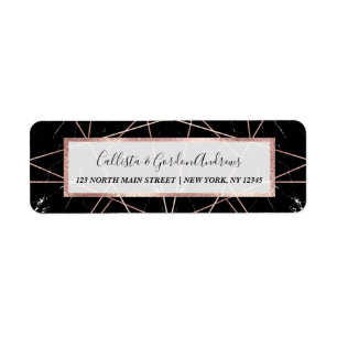 Modern Geometric Ro Guld Marble Triangles Returadress Etikett