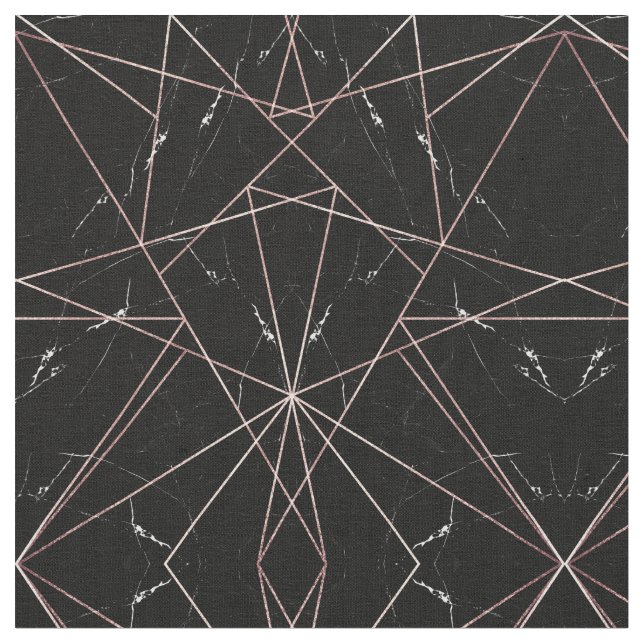 Modern Geometric Ro Guld Marble Triangles Tyg (Närbild)