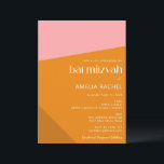 Modern Geometric Rosa Burnt Orange Bat mitzvah Inbjudningar<br><div class="desc">Bat mitzvah inbjudan till modern fetstilt geometrisk Rosa och bränd Orange</div>