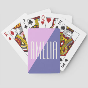 Modern Geometric Rosa Lila Personlig Namn Casinokort