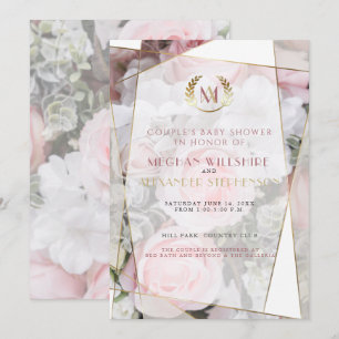 Modern Geometric Rosa ros Peles babyskor Inbjudningar