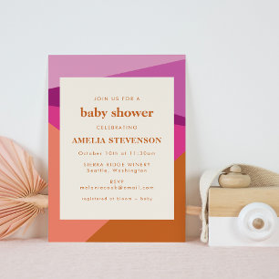 Modern Geometric Rust Lilac Coral Baby Shower Inbjudningar
