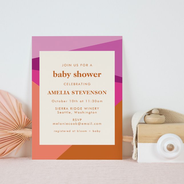 Modern Geometric Rust Lilac Coral Baby Shower Inbjudningar (Skapare uppladdad)