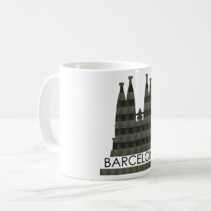 Modern Geometric Sagrada Familia Barcelona Skyline Kaffemugg