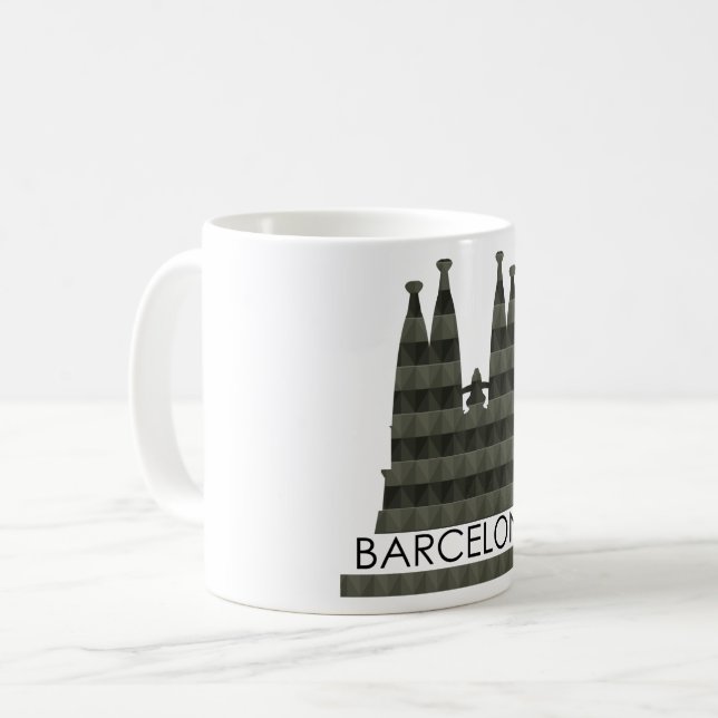 Modern Geometric Sagrada Familia Barcelona Skyline Kaffemugg (Framsida vänster)