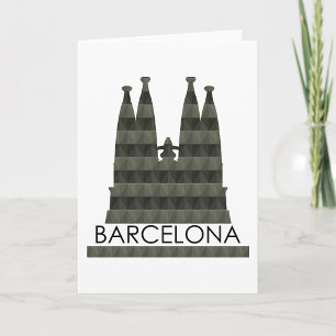 Modern Geometric Sagrada Familia Barcelona Skyline Kort