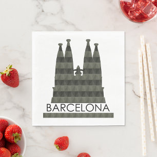 Modern Geometric Sagrada Familia Barcelona Skyline Pappersservett