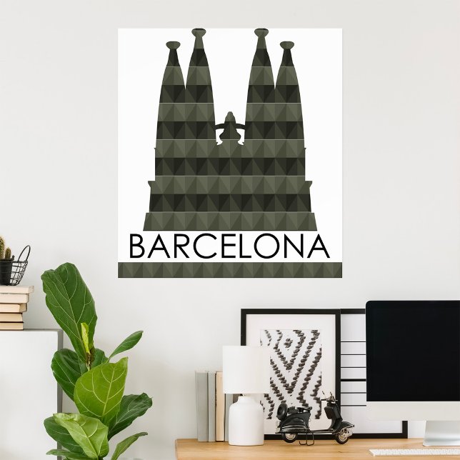 Modern Geometric Sagrada Familia Barcelona Skyline Poster (Skapare uppladdad)