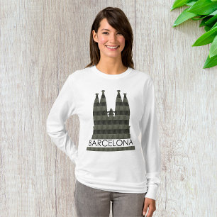 Modern Geometric Sagrada Familia Barcelona Skyline T Shirt
