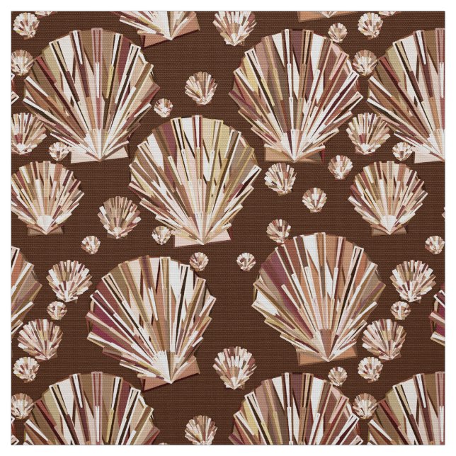 Modern Geometric Seashells, Tan and Mörk Brown Tyg (Provkarta)