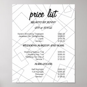 Modern Geometric Skönhetssalong Prislista Poster