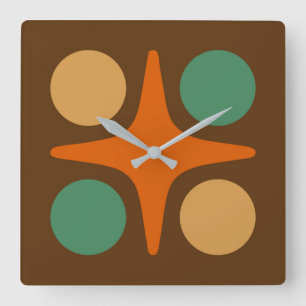 Modern Geometric Starbursts design i mitten av årh Fyrkantig Klocka
