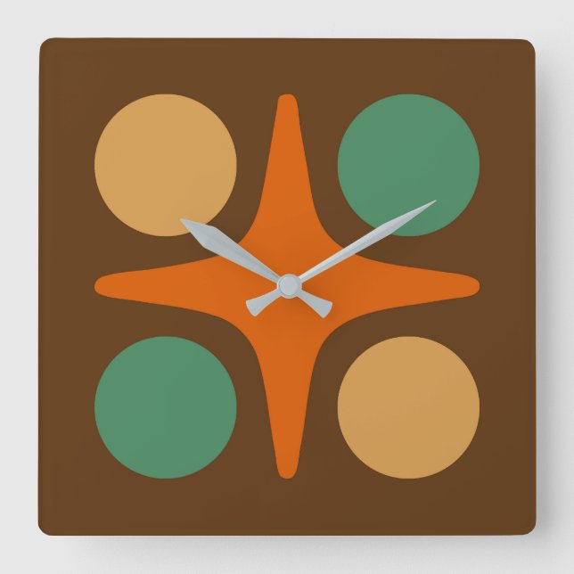 Modern Geometric Starbursts design i mitten av årh Fyrkantig Klocka (Framsida)