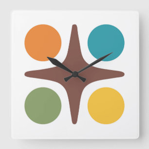 Modern Geometric Starbursts design i mitten av årh Fyrkantig Klocka