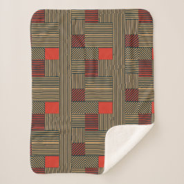 Modern Geometric Stripe Pattern in Red and Tan