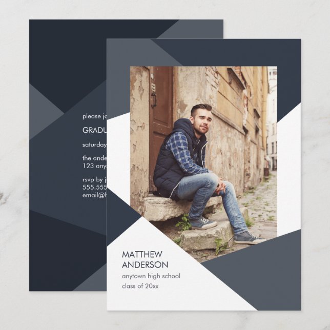 Modern Geometric Studenten-inbjudan Inbjudningar (Fram/baksida)