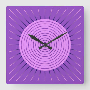 Modern Geometric Sunburst - Amethyst Lila Fyrkantig Klocka