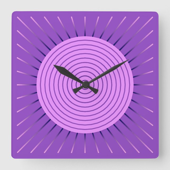 Modern Geometric Sunburst - Amethyst Lila Fyrkantig Klocka (Framsida)