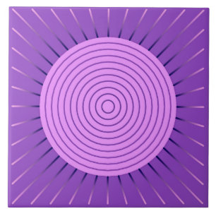 Modern Geometric Sunburst - Amethyst Lila Kakelplatta