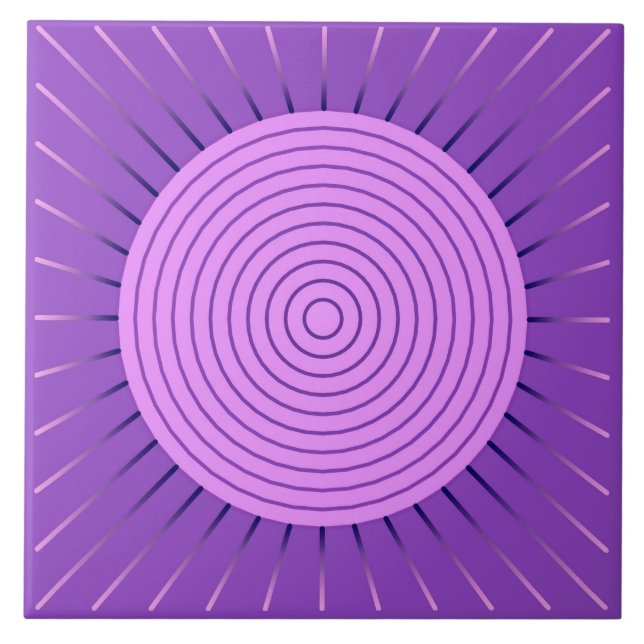 Modern Geometric Sunburst - Amethyst Lila Kakelplatta (Framsidan)